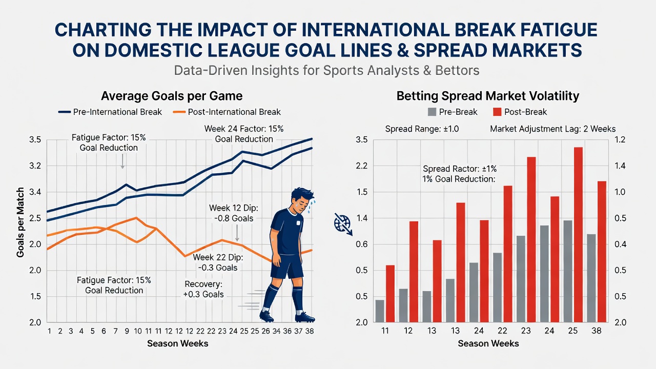 Betting market graphs displaying adjusted goal lines and spread movements following international breaks