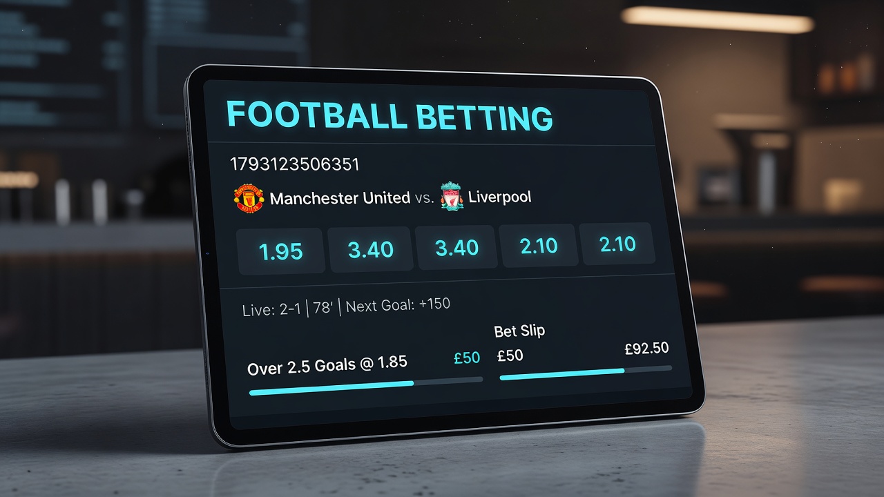 Bettors reviewing statistics on tablets during a live football match